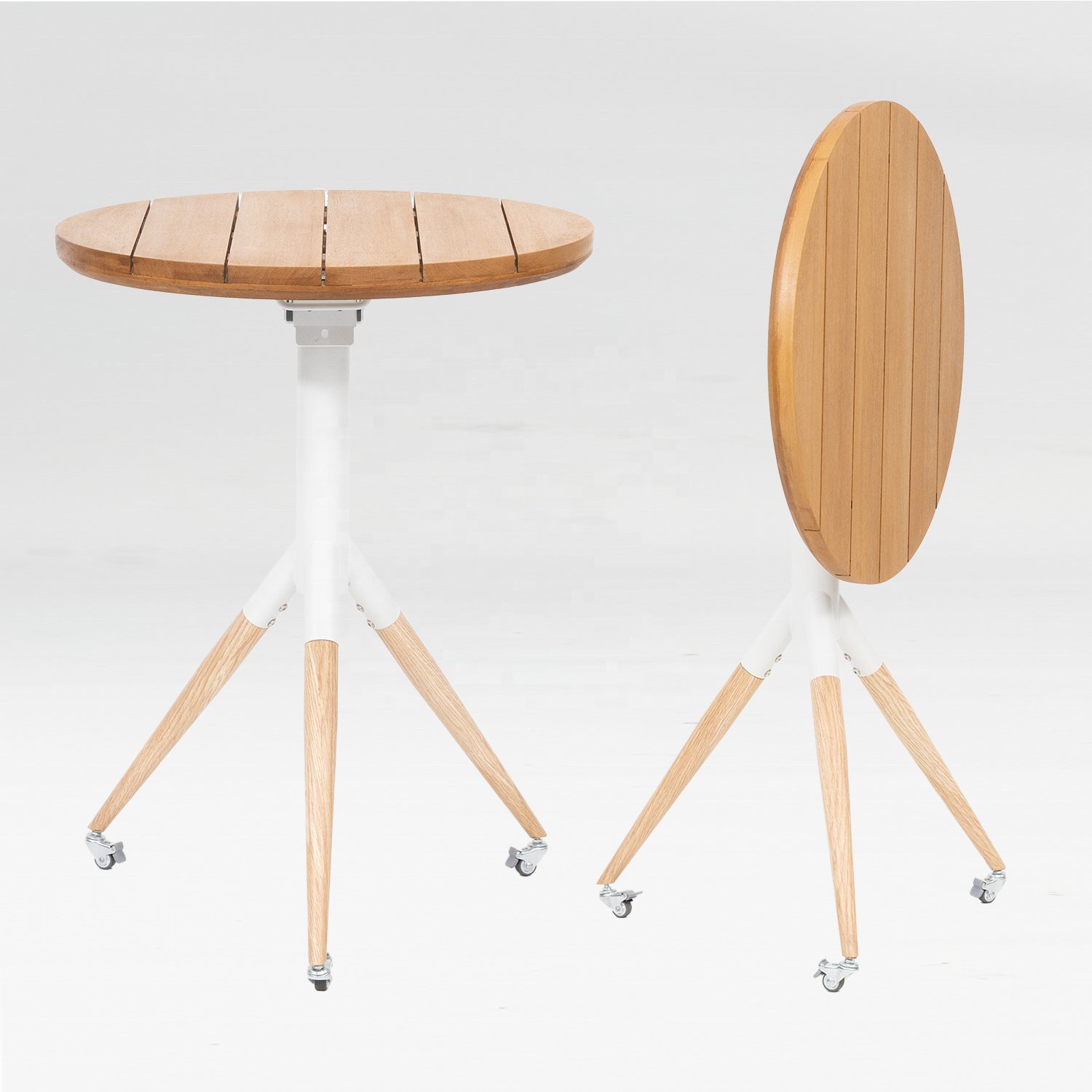 Wood round folded table